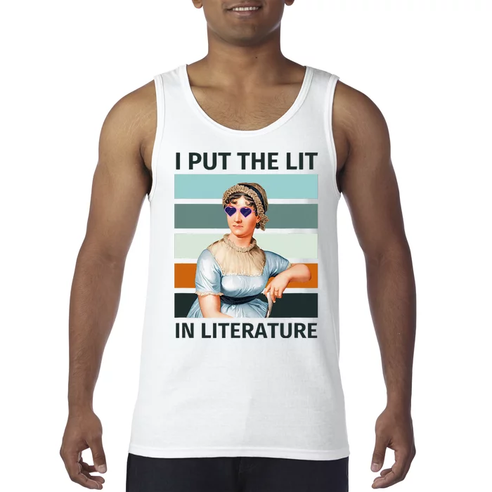 I Put The Lit In Literature Vintage Jane Austen Sunglasses Tank Top