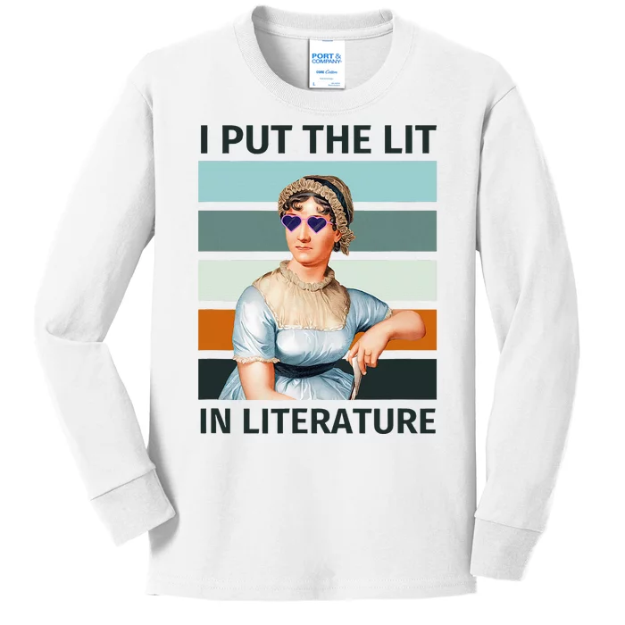 I Put The Lit In Literature Vintage Jane Austen Sunglasses Kids Long Sleeve Shirt