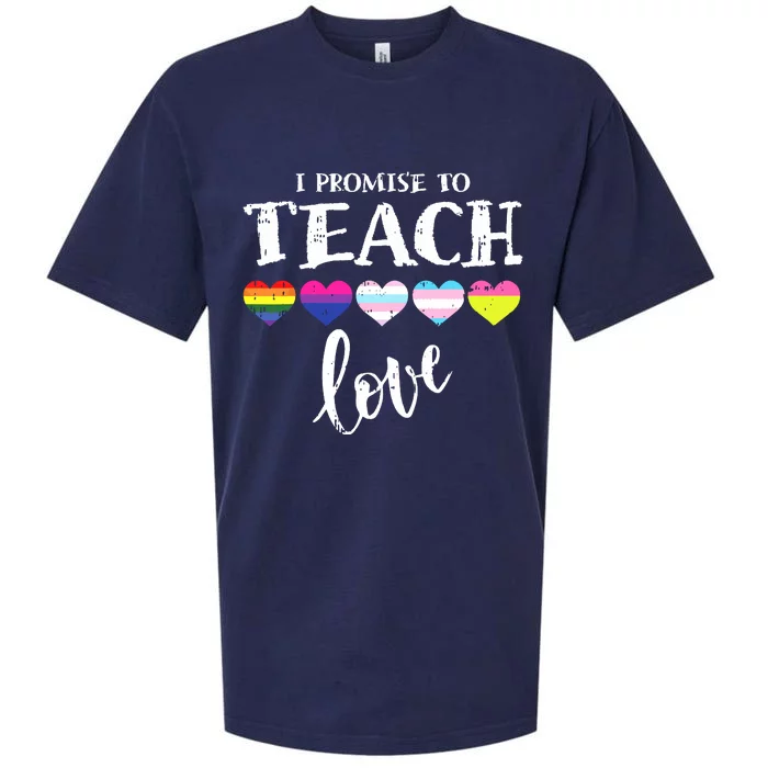 I Promise To Teach Love LGBTQ Pride Proud Ally Teacher Sueded Cloud Jersey T-Shirt