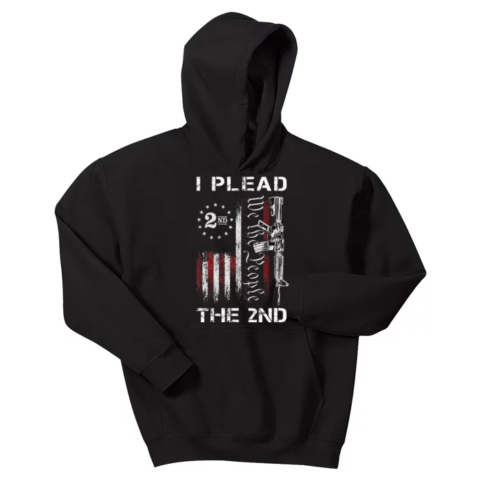 I Plead The 2nd We The People USA Flag AR 15 Rifle Kids Hoodie