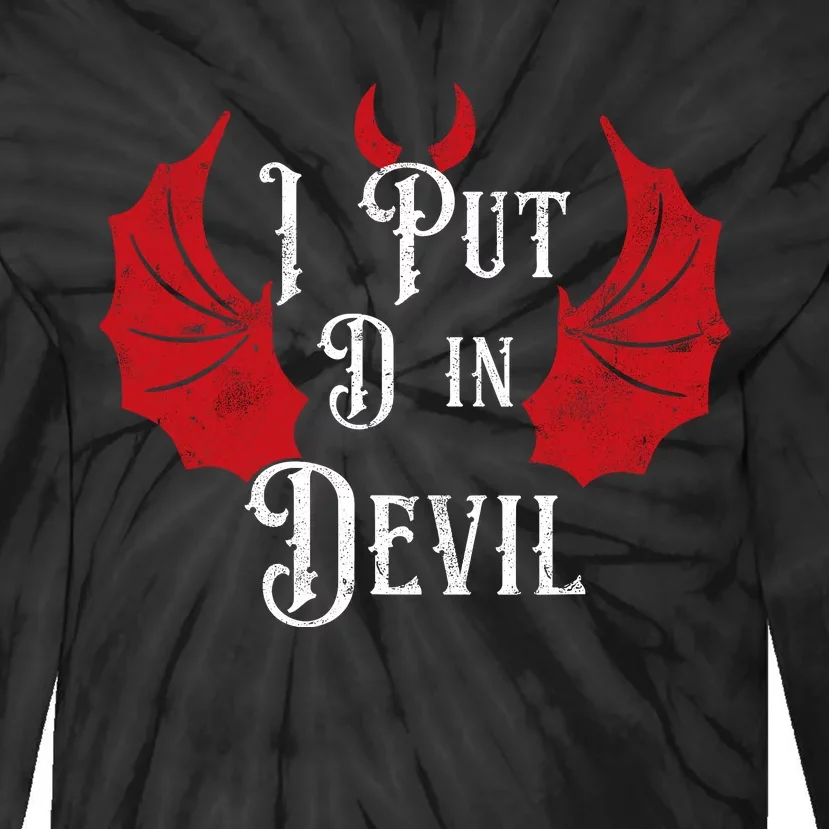 I Put The D In Devil Funny Halloween Matching Couple Tie-Dye Long Sleeve Shirt