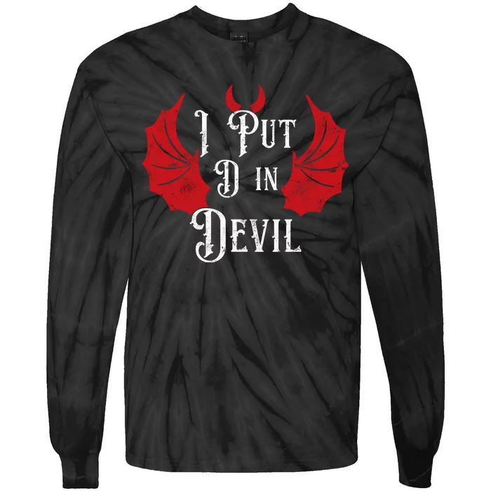 I Put The D In Devil Funny Halloween Matching Couple Tie-Dye Long Sleeve Shirt