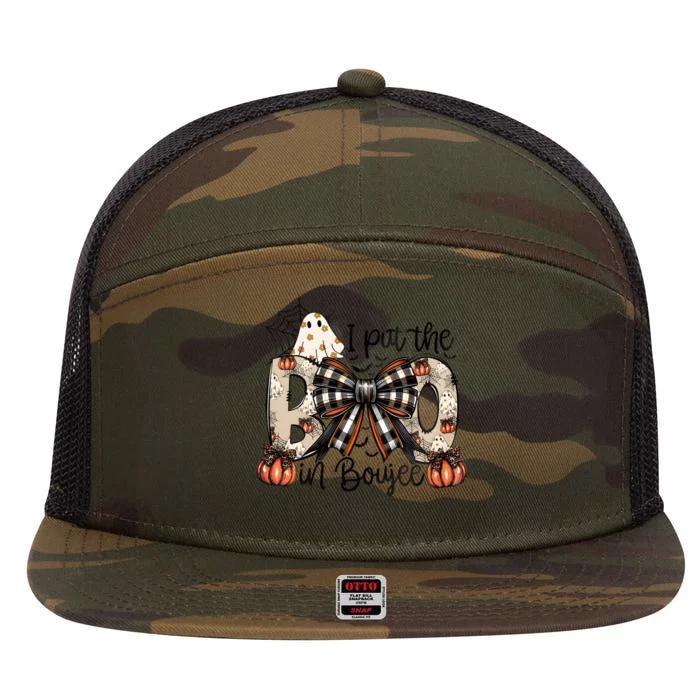 I Put The Boo In Boujee Coquette Halloween 7 Panel Mesh Trucker Snapback Hat