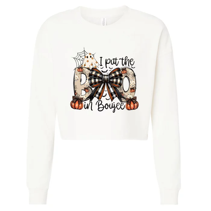 I Put The Boo In Boujee Coquette Halloween Cropped Pullover Crew