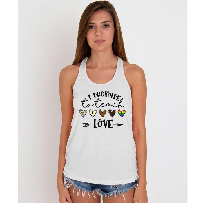 I Promise To Teach Love Autism African LGBT Pride Women's Knotted Racerback Tank