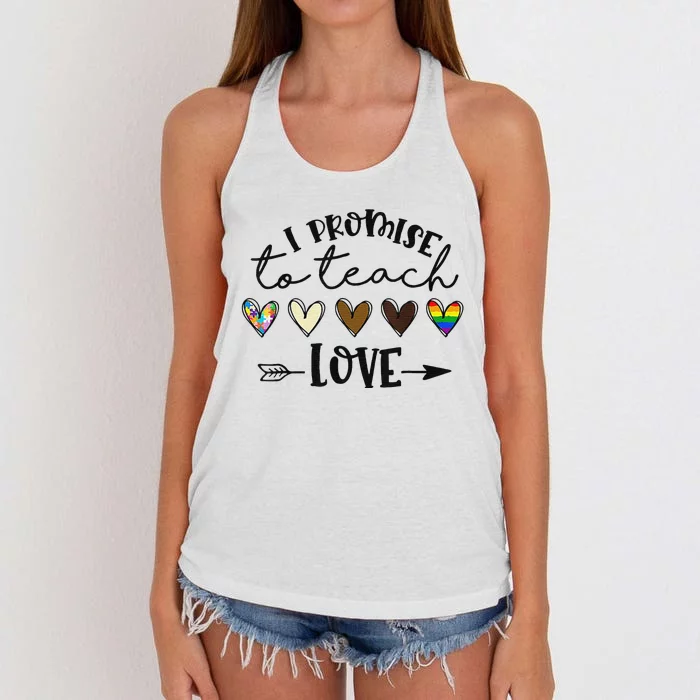 I Promise To Teach Love Autism African LGBT Pride Women's Knotted Racerback Tank