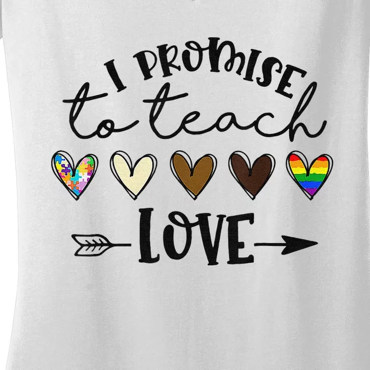 I Promise To Teach Love Autism African LGBT Pride Women's V-Neck T-Shirt