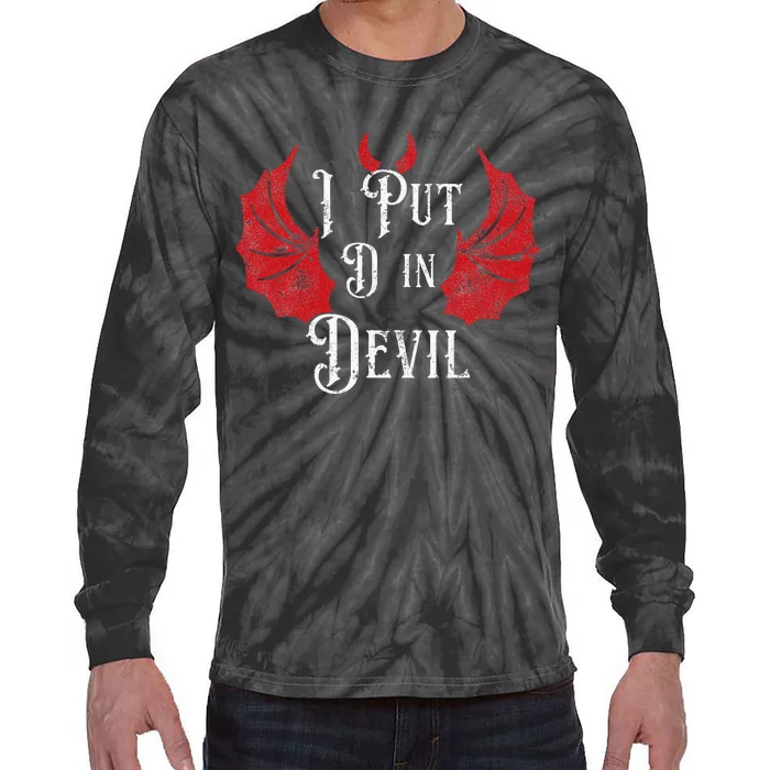 I Put The D In Devil Funny Halloween Matching Couple Tie-Dye Long Sleeve Shirt