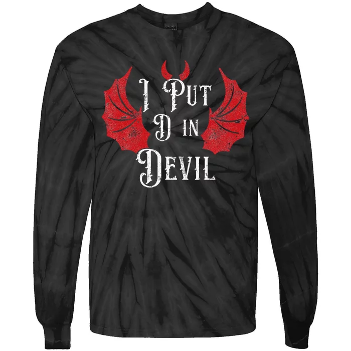 I Put The D In Devil Funny Halloween Matching Couple Tie-Dye Long Sleeve Shirt