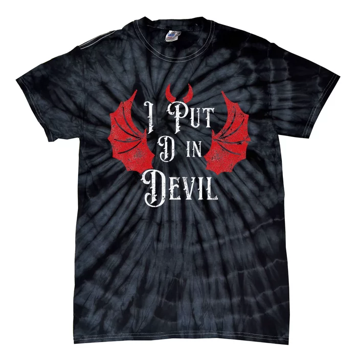 I Put The D In Devil Funny Halloween Matching Couple Tie-Dye T-Shirt