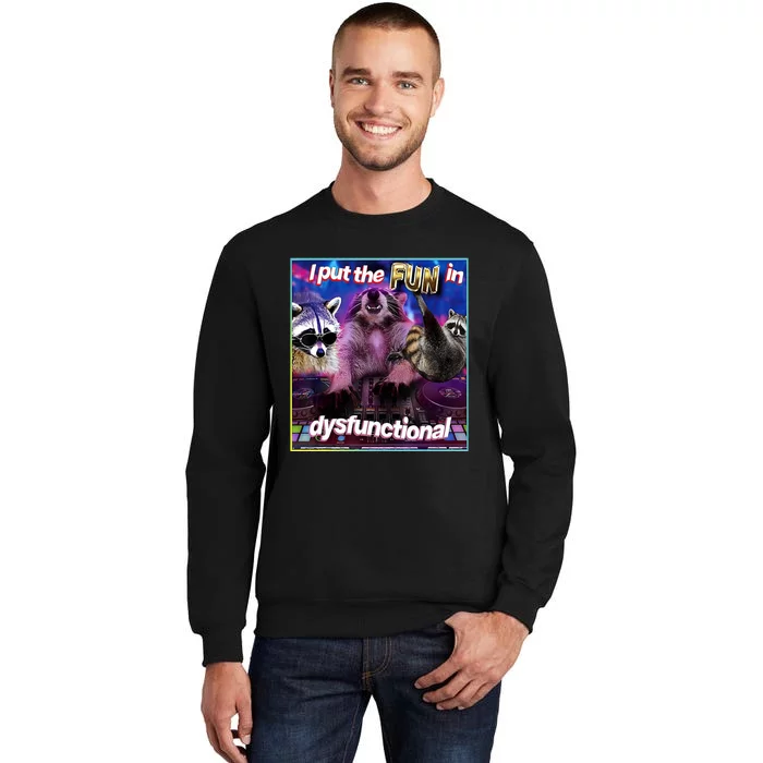 I Put The Sun Dysfunctional Racoon Meme Tall Sweatshirt