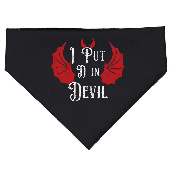 I Put The D In Devil Funny Halloween Matching Couple USA-Made Doggie Bandana