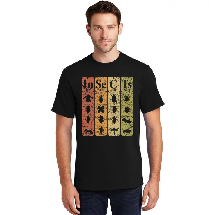 Insects Periodic Table Elements Entomologist Retro Bugs Tall T-Shirt