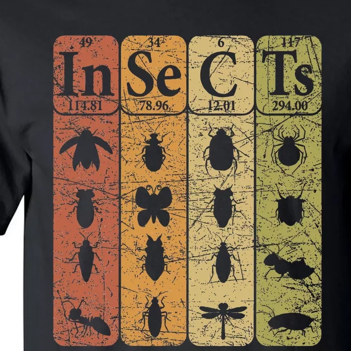 Insects Periodic Table Elements Entomologist Retro Bugs Tall T-Shirt