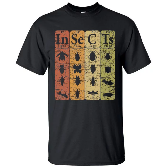 Insects Periodic Table Elements Entomologist Retro Bugs Tall T-Shirt