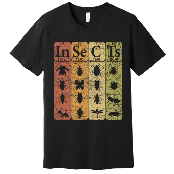 Insects Periodic Table Elements Entomologist Retro Bugs Premium T-Shirt