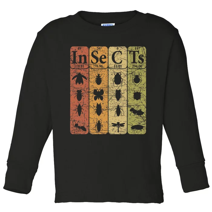 Insects Periodic Table Elements Entomologist Retro Bugs Toddler Long Sleeve Shirt