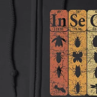 Insects Periodic Table Elements Entomologist Retro Bugs Full Zip Hoodie