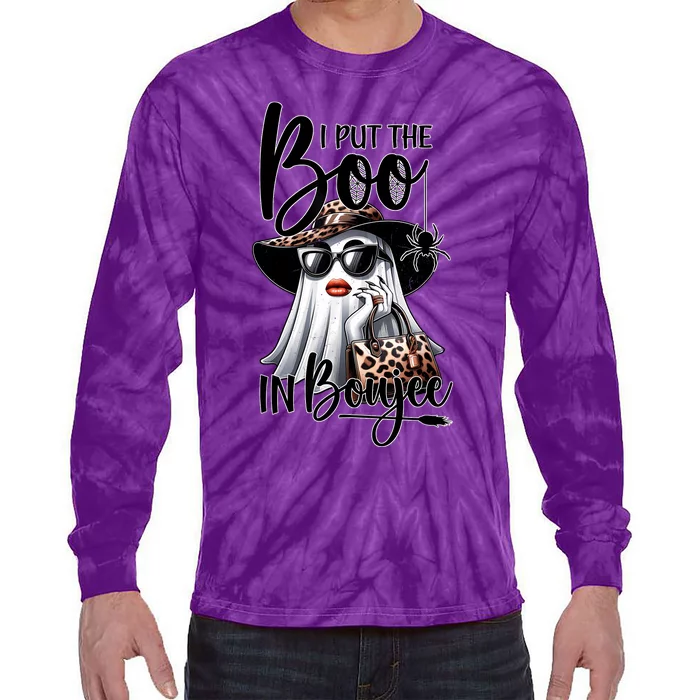 I Put The Boo In Boujee Halloween Cute Lady Ghost Girl Women Tie-Dye Long Sleeve Shirt