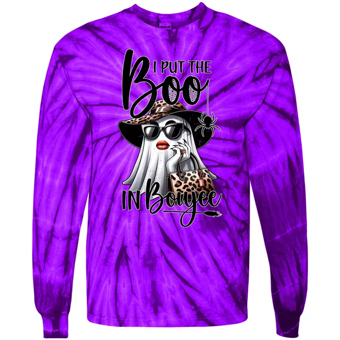 I Put The Boo In Boujee Halloween Cute Lady Ghost Girl Women Tie-Dye Long Sleeve Shirt