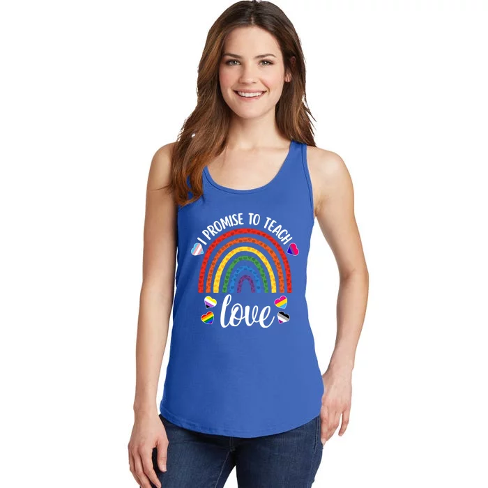 I Promise To Teach Love Cute Lgbtq Pride Proud Ally Teacher Gift Ladies Essential Tank