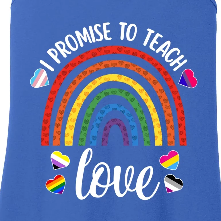 I Promise To Teach Love Cute Lgbtq Pride Proud Ally Teacher Gift Ladies Essential Tank