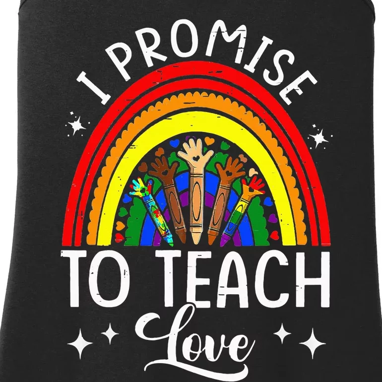 I Promise To Teach Love Rainbow Autism Melanin LGBT Pride Ladies Essential Tank