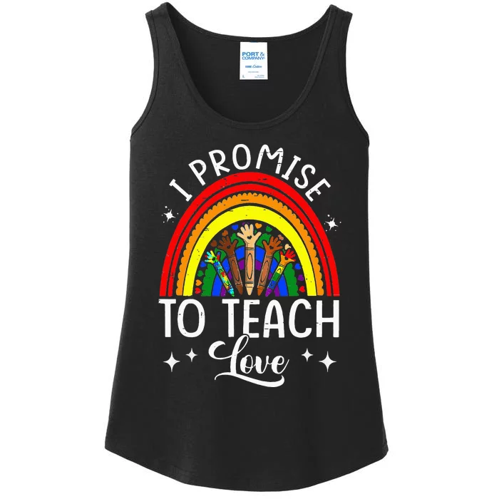 I Promise To Teach Love Rainbow Autism Melanin LGBT Pride Ladies Essential Tank