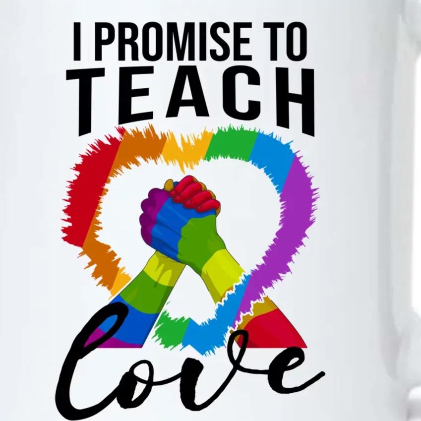 I Promise To Teach Love Proud Ally Teacher Lgbtq Pride Heart Cool Gift Black Color Changing Mug