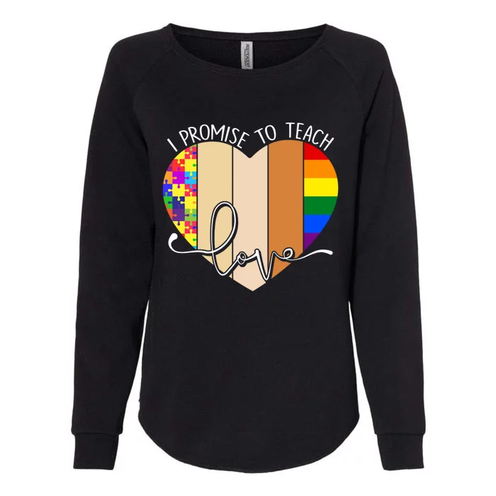 I Promise To Teach Love Puzzle Heart Lgbt Rainbow Gift Womens California Wash Sweatshirt