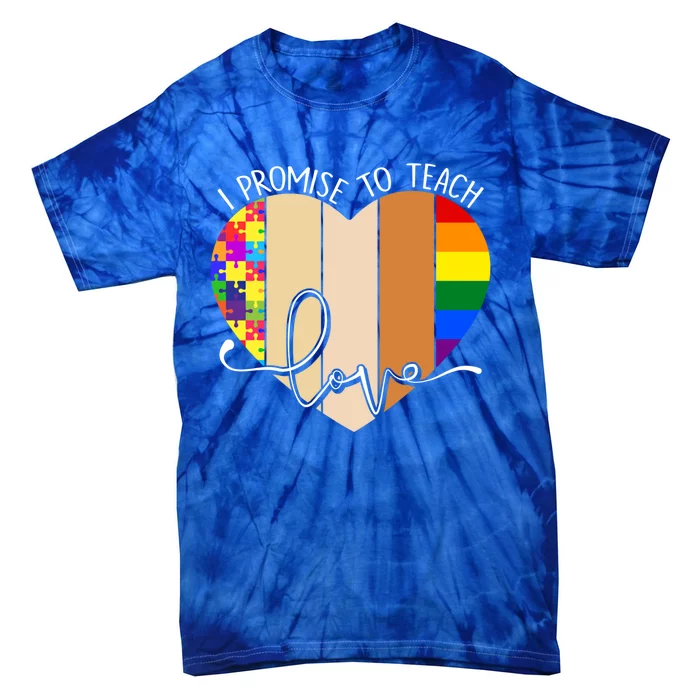 I Promise To Teach Love Puzzle Heart Lgbt Rainbow Gift Tie-Dye T-Shirt