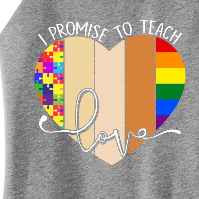 I Promise To Teach Love Puzzle Heart Lgbt Rainbow Gift Women’s Perfect Tri Rocker Tank