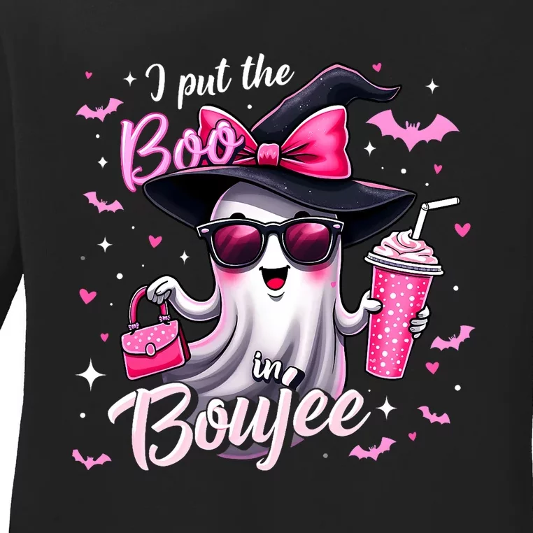 I Put The Boo In Boujee Spooky Halloween Ghost Pumpkin Ladies Long Sleeve Shirt