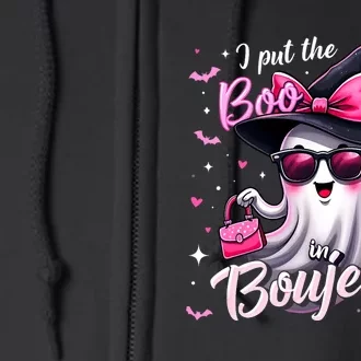 I Put The Boo In Boujee Spooky Halloween Ghost Pumpkin Full Zip Hoodie