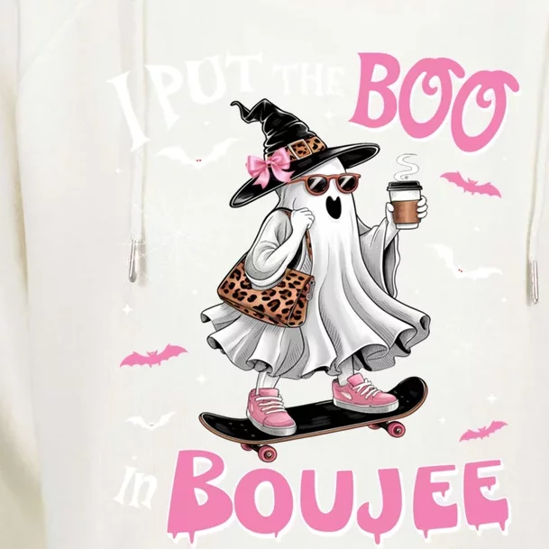 I Put The Boo In Boujee Ghost Halloween Skate Lady Ghost Gift Womens Funnel Neck Pullover Hood