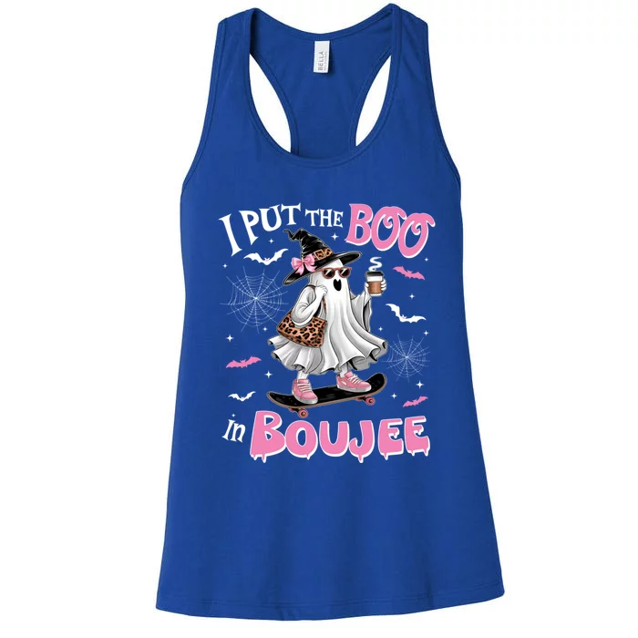 I Put The Boo In Boujee Ghost Halloween Skate Lady Ghost Gift Women's Racerback Tank