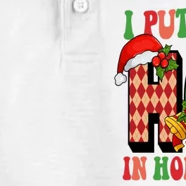 I Put The Ho In Holiday Festive Christmas Funny Dry Zone Grid Performance Polo