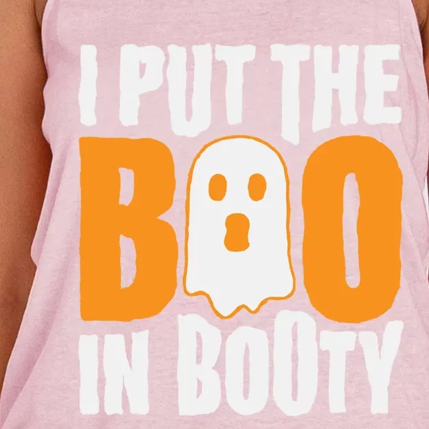 I Put The Boo In Booty Funny Halloween Holiday Quote Gift Women's Knotted Racerback Tank