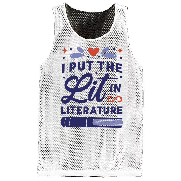 I Put The Lit In Literature Mesh Reversible Basketball Jersey Tank