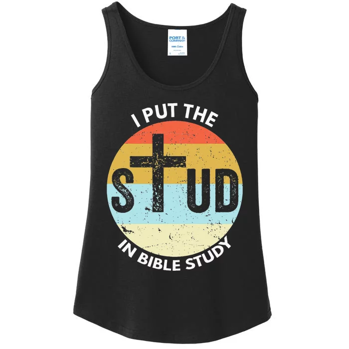 I Put The Stud In Bible Study Funny Bible Study Christian Ladies Essential Tank