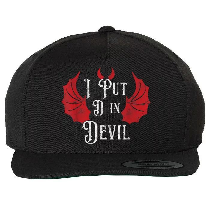 I Put The D In Devil Funny Halloween Matching Couple Happy Halloween Wool Snapback Cap