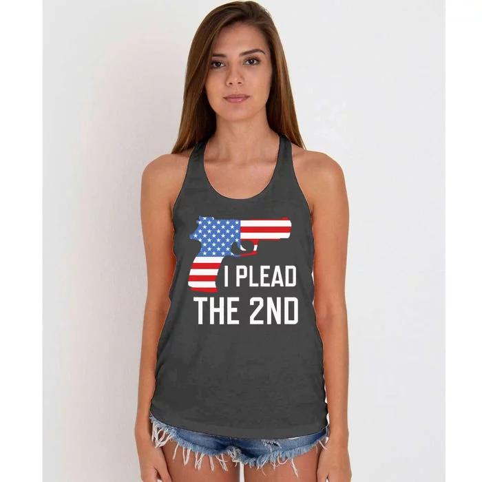 I Plead the 2nd Amendment USA Flag Pistol Gun Women's Knotted Racerback Tank