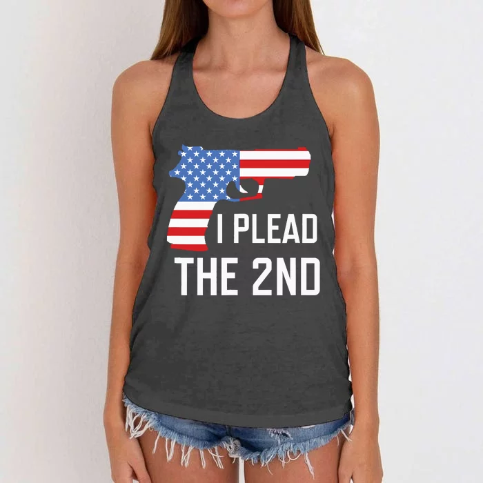 I Plead the 2nd Amendment USA Flag Pistol Gun Women's Knotted Racerback Tank