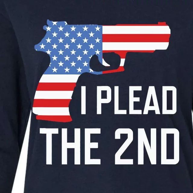 I Plead the 2nd Amendment USA Flag Pistol Gun Womens Cotton Relaxed Long Sleeve T-Shirt