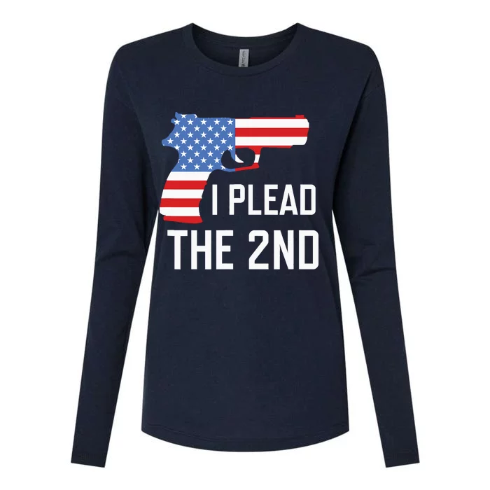 I Plead the 2nd Amendment USA Flag Pistol Gun Womens Cotton Relaxed Long Sleeve T-Shirt