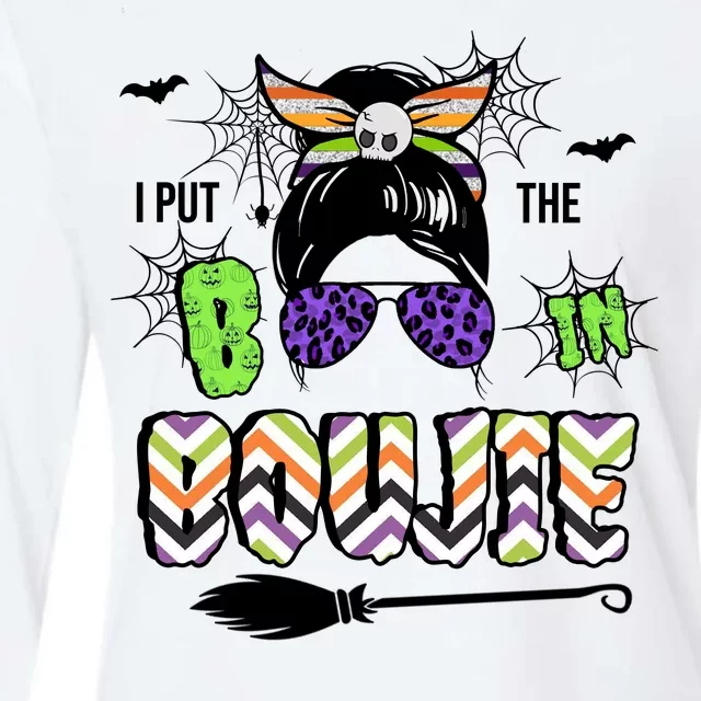 I Put The Boo In The Boujie Messy Bun Womens Cotton Relaxed Long Sleeve T-Shirt