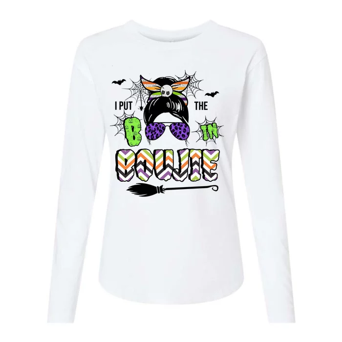 I Put The Boo In The Boujie Messy Bun Womens Cotton Relaxed Long Sleeve T-Shirt