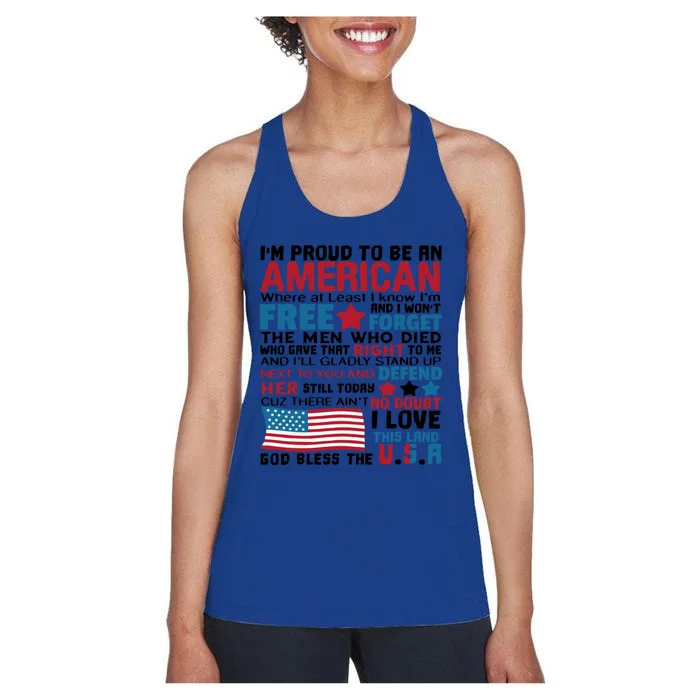 I’m Proud To Be An American Meaningful Gift Women's Racerback Tank