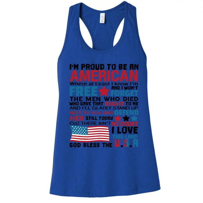 I’m Proud To Be An American Meaningful Gift Women's Racerback Tank