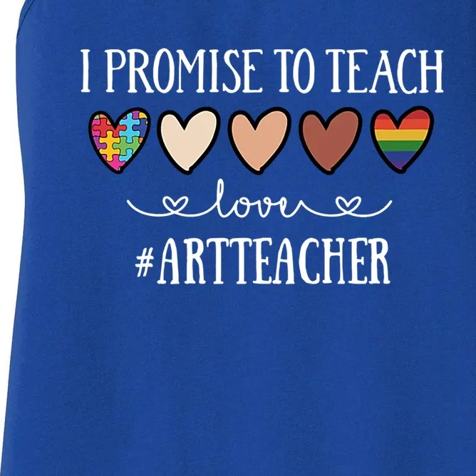 I Promise To Teach Love Art Teacher Heart Gift Women's Racerback Tank